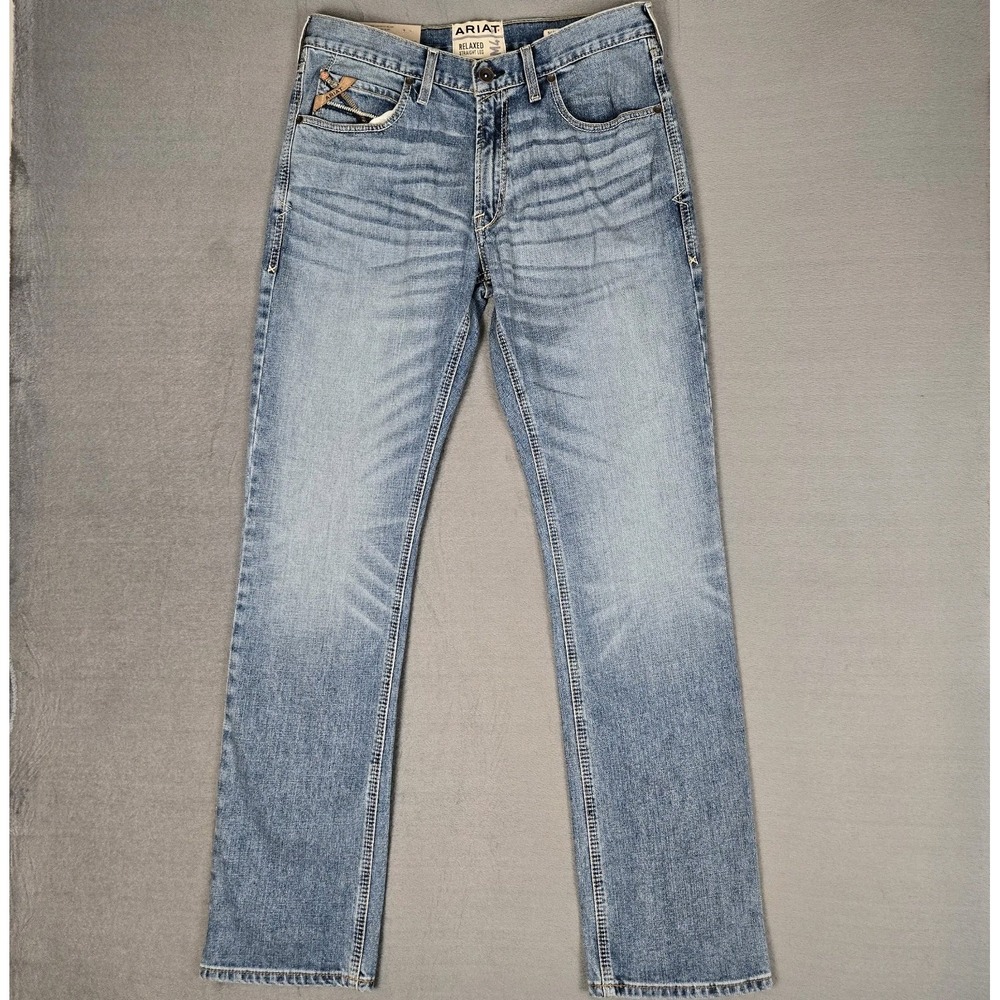 Ariat M4 Jeans Mens 34x36 Relaxed Straight Leg Orleans Wash Work Western NWT